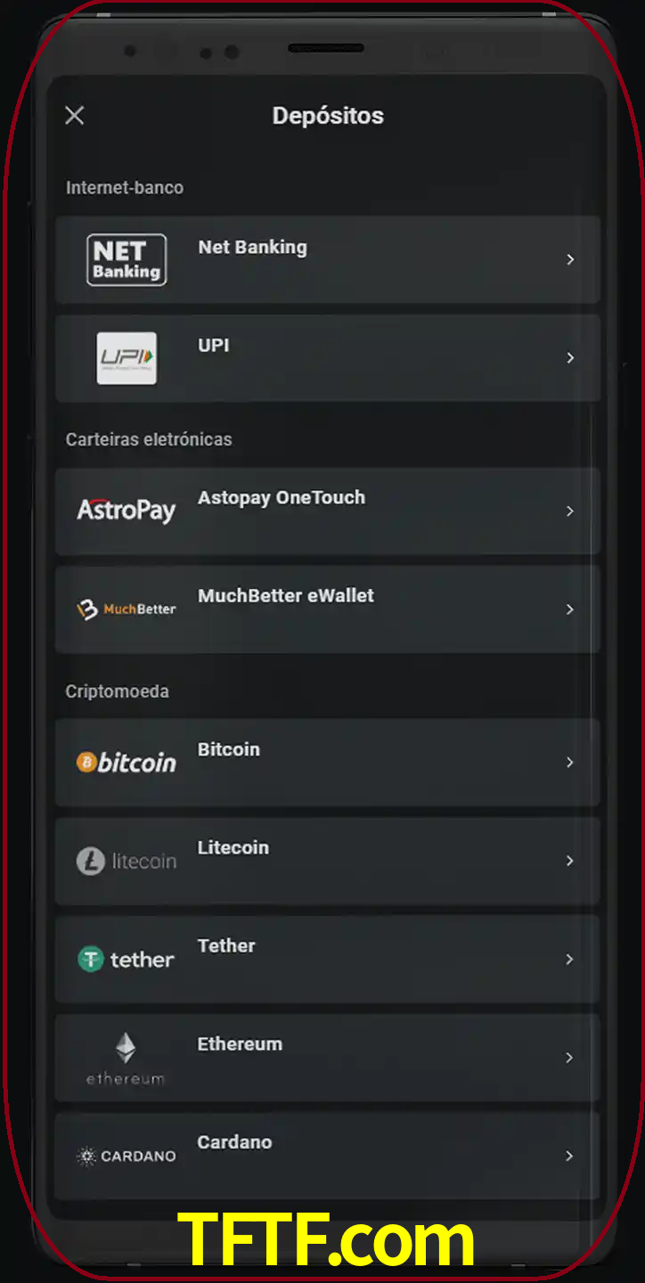 Você pode usar métodos alternativos de depósito.