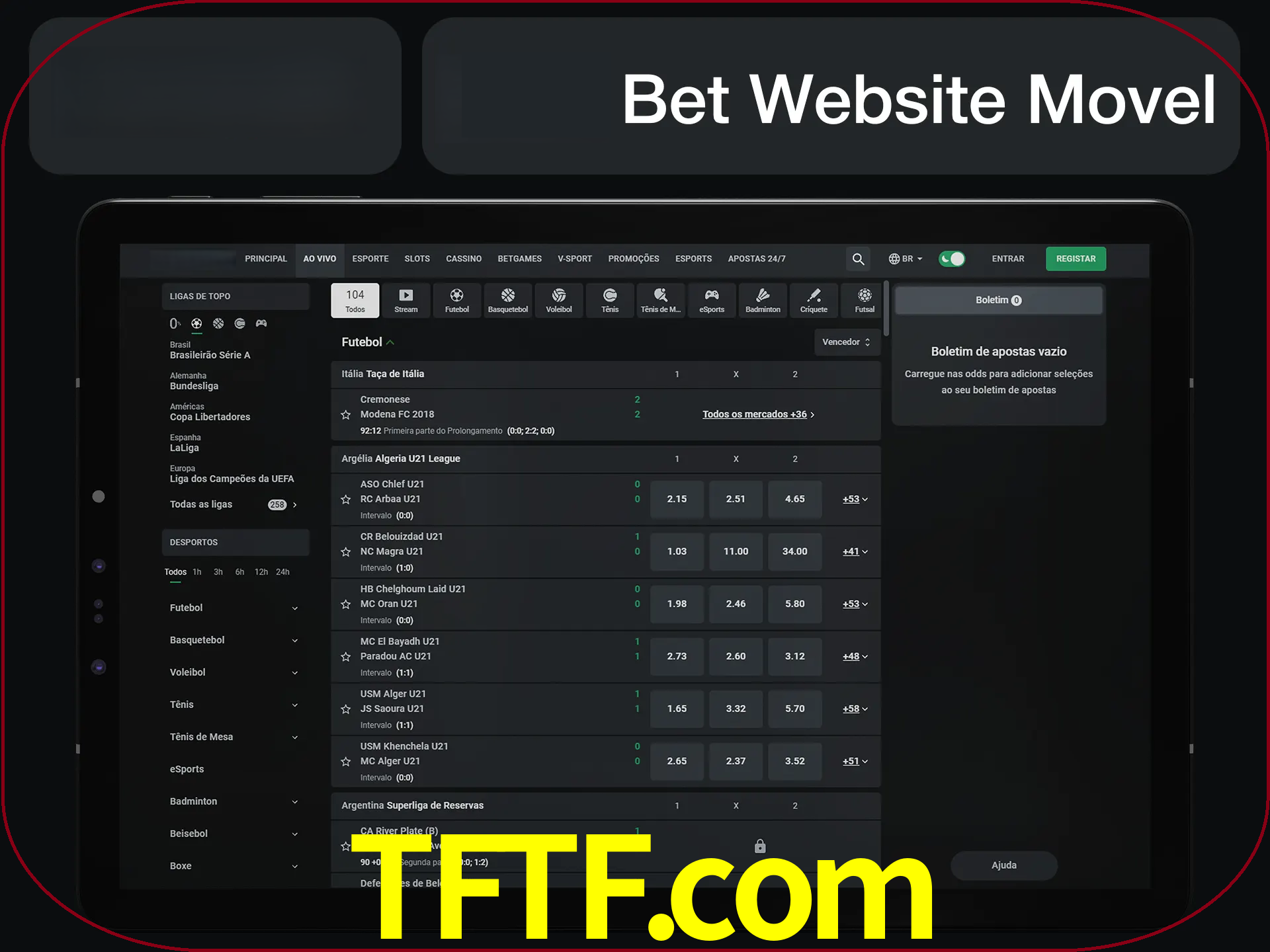 Use nosso website em qualquer dispositivo.